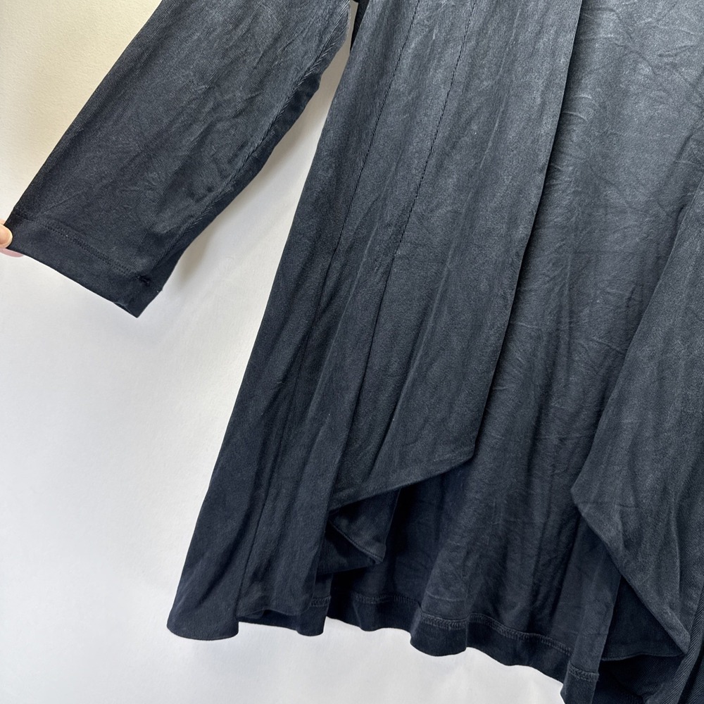 Chicos Travelers Cardigan‎ Sz Medium Solid Navy Blue Seamed Feminine 3/4 Sleeves - Picture 4 of 6